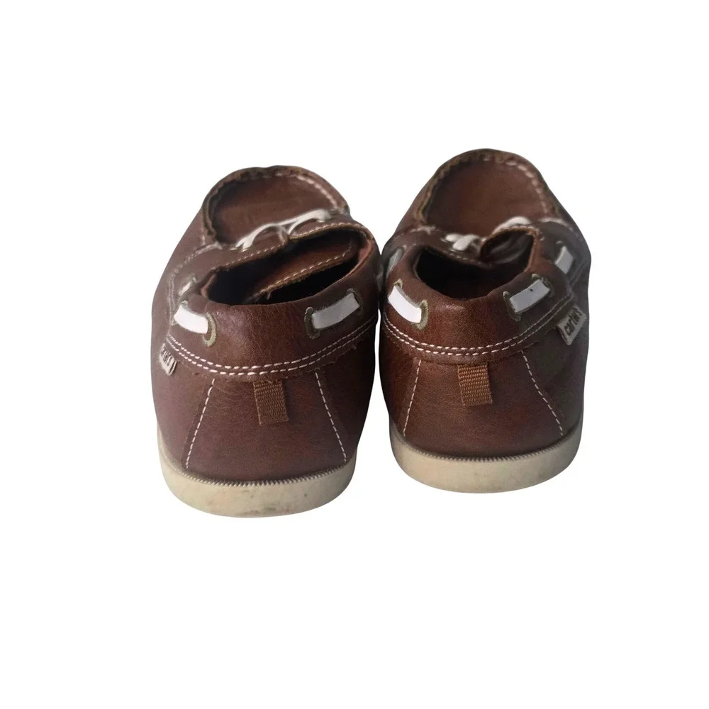 Carters Boys Ian-Cy Brown Faux Leather Boat Shoes Loafers Size 2 US 33 EUR‎
